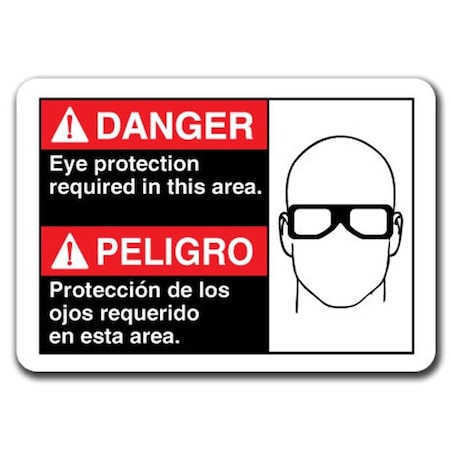 Signmission Eye Protection Required Area Bilingual 7inx10in Safety, ANSI-710DS Eye Protection Bi ANSI-710DS Danger Eye Protection Bi